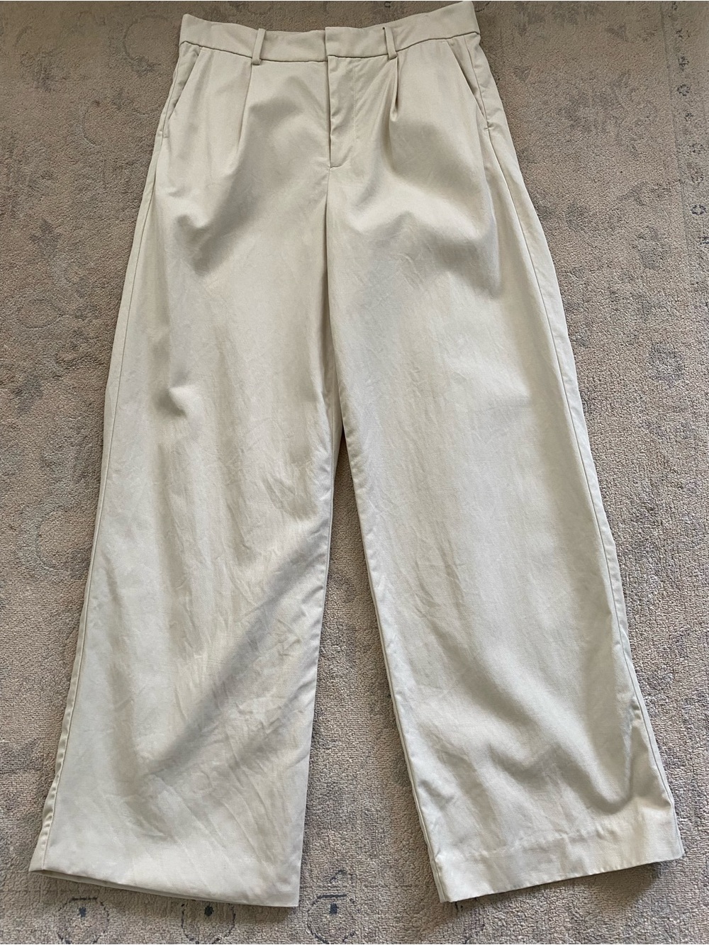 Madewell The Slouchy Straight Pant Size 4 Pleated Relaxed Fit Cream Beige